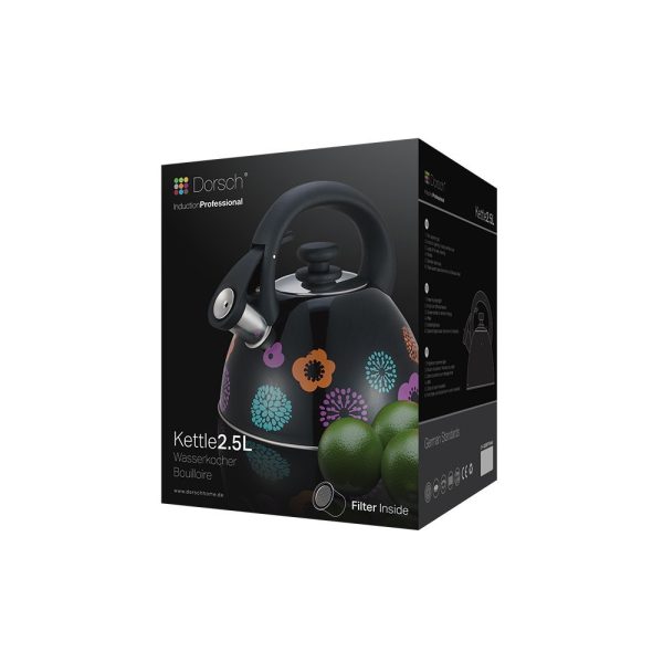 2.5 L Black & Flower Tea Kettle